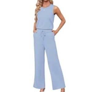 Elegant Light Blue Sleeveless Jumpsuit